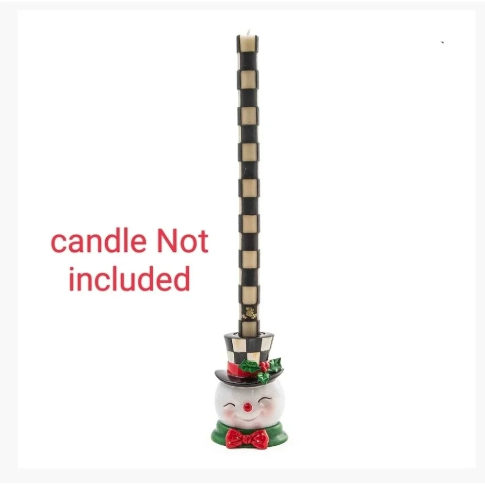 Mackenzie-Childs‎ Granny Kitschy Snowman Frosty Courtly Check Candle Holder